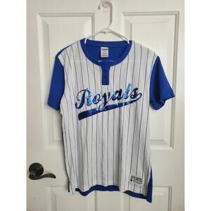 Victoria's Secret PINK 5th & Ocean MLB Royals Bling Shirt Women’s Sz XS Baseball